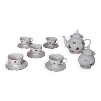 Tea Service WHAT'S VINCENT – White Porcelain & Gold Dots – 12 pieces