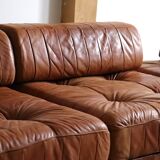 De Sede DS 88 Modular Sofa In Cognac Patchwork Leather, Switzerland 1970s