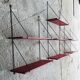 Set of 3 wall shelves thong with metal studs in pins - design 1950