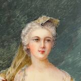 19th-century miniature depicting an 18th-century woman, bronze frame