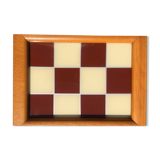 Tray in wood and washed glass, checkerboard patter, 1950