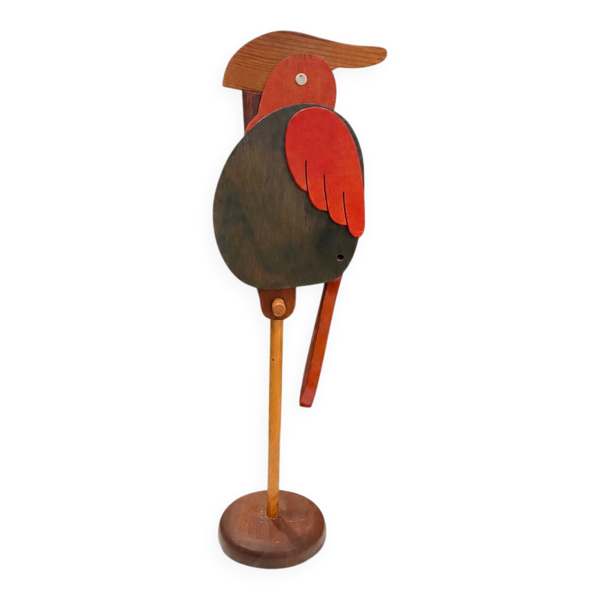 Tirelire sculpturale en bois – Oiseau moderniste – Travail artisanal années