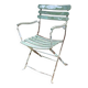 Large 19th century foldable garden armchair in wrought iron and wood