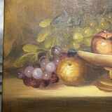 Oil on canvas still life with fruit cup