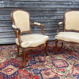 N.T Porrot Pair Of Armchairs In Natural Wood Of Louis XV xviii period Eme Century
