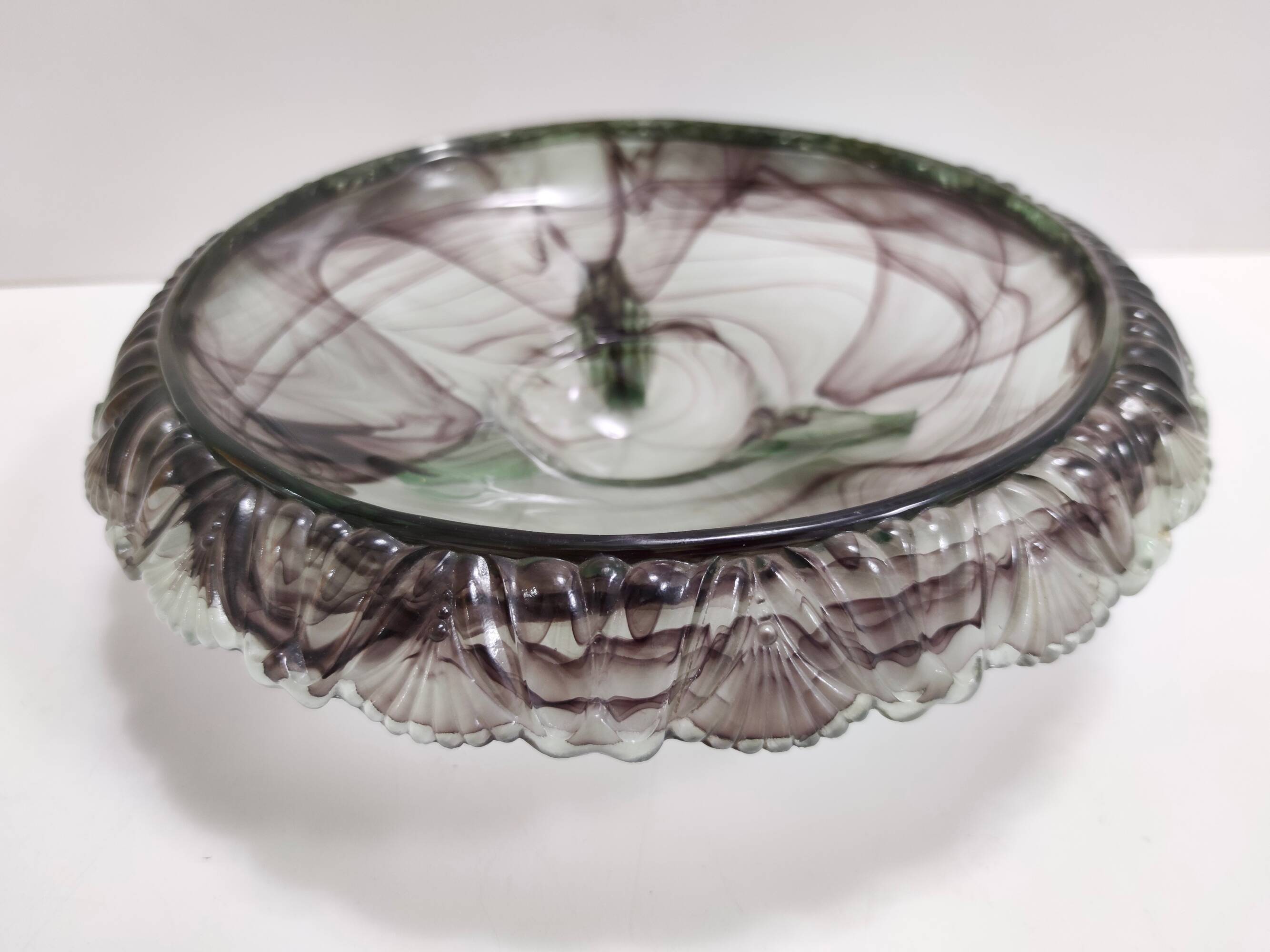 Topaz-Violet Cloud Glass Bowl or Centerpiece by Walther & Sohne, Germany