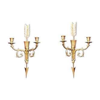 Paire d’appliques à décor de flèches en bronze “Cupidon”