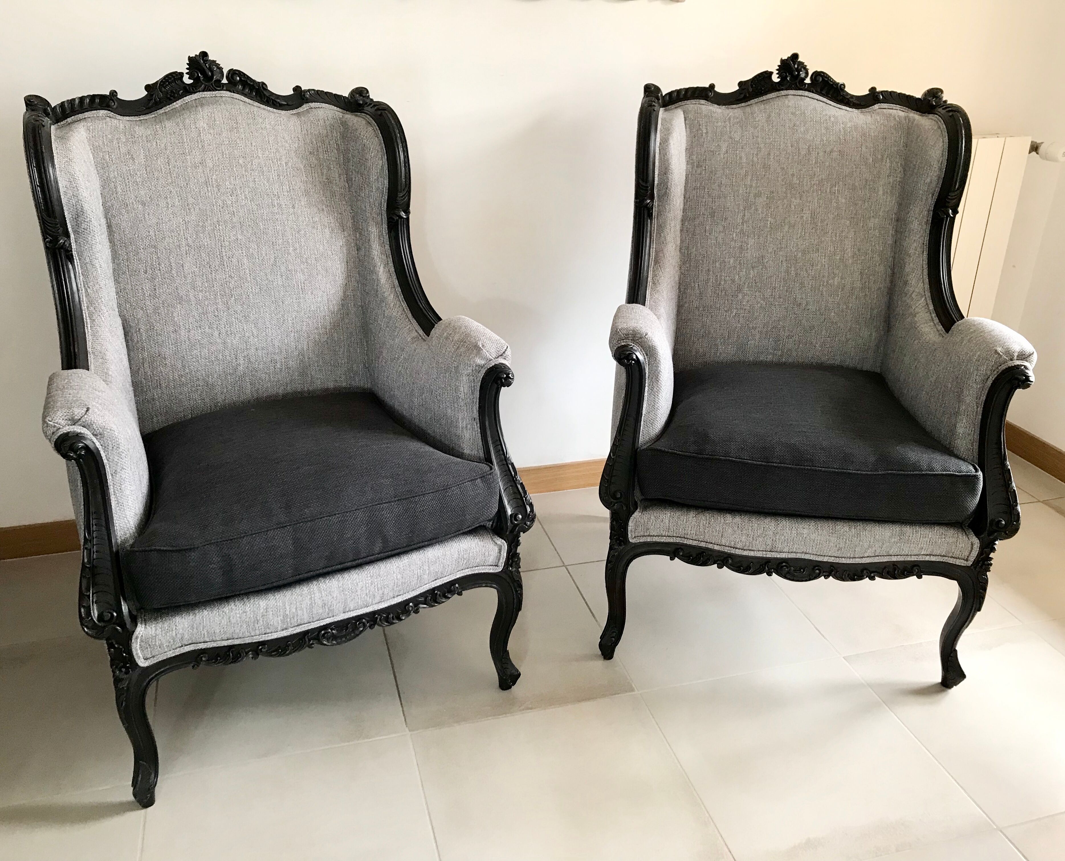 2 shepherdess armchairs with old ears nineteenth fully restored