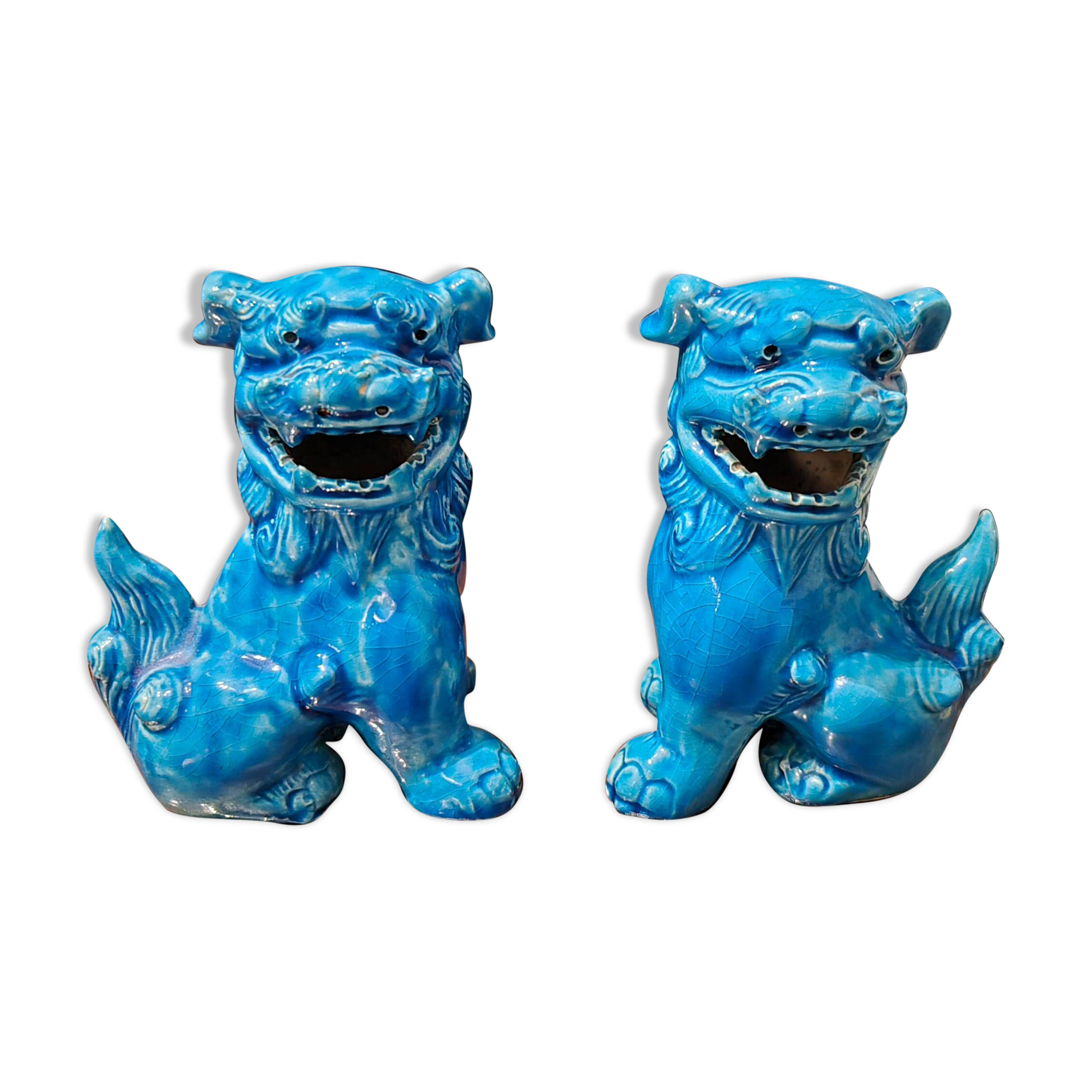 Dog paws Foo blue porcelain