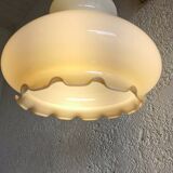 Suspension vintage en verre blanc : Éclairage de cuisine moderne du milieu du siècle