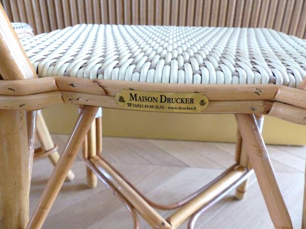 Paire chaises bistrot Parisien Maison Louis Drucker rotin clair de Manille