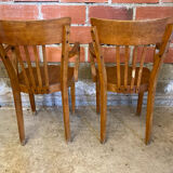 Pair of Antique FISHEL Vintage Wood Armchairs #C623