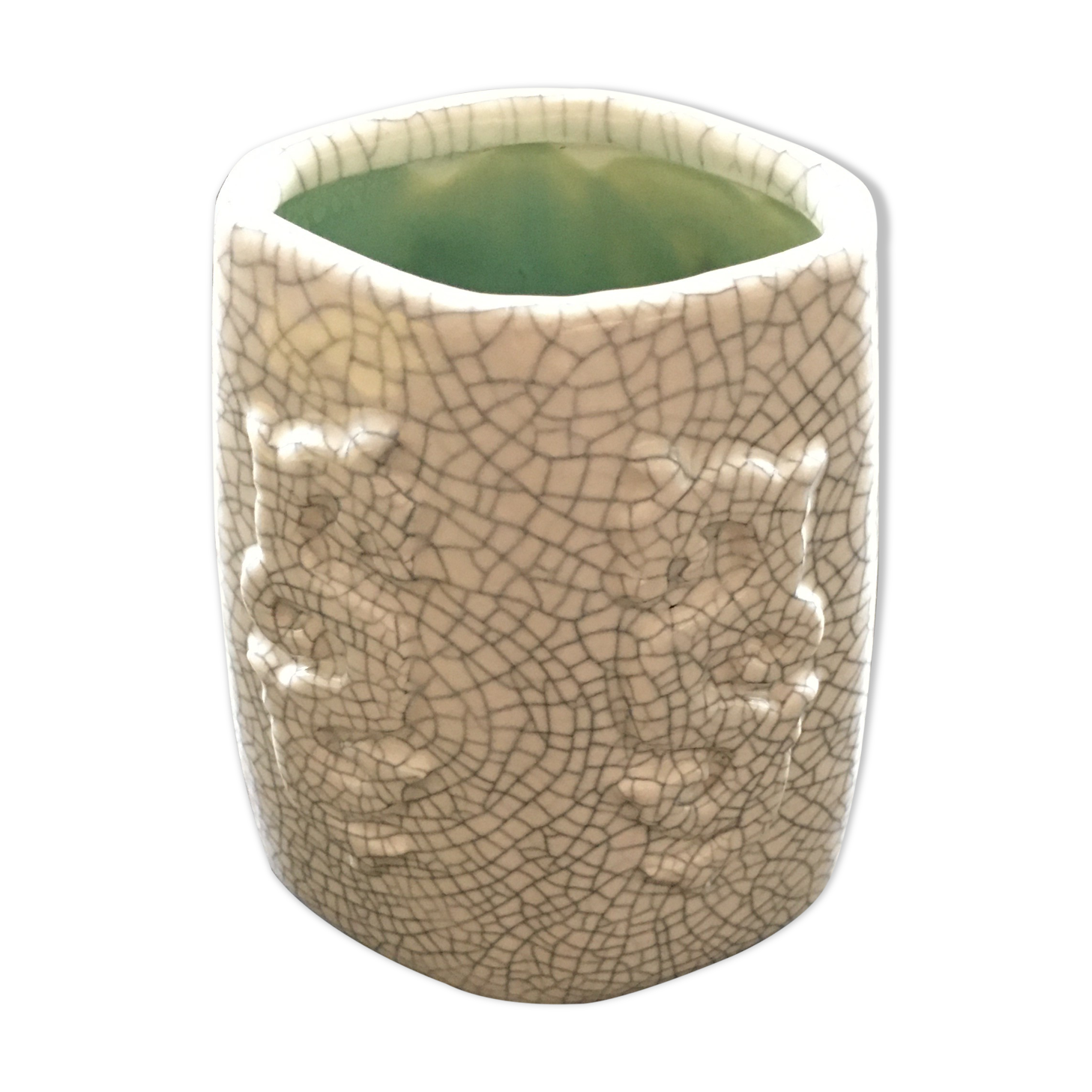 Raku vase with fish and seahorse decoration