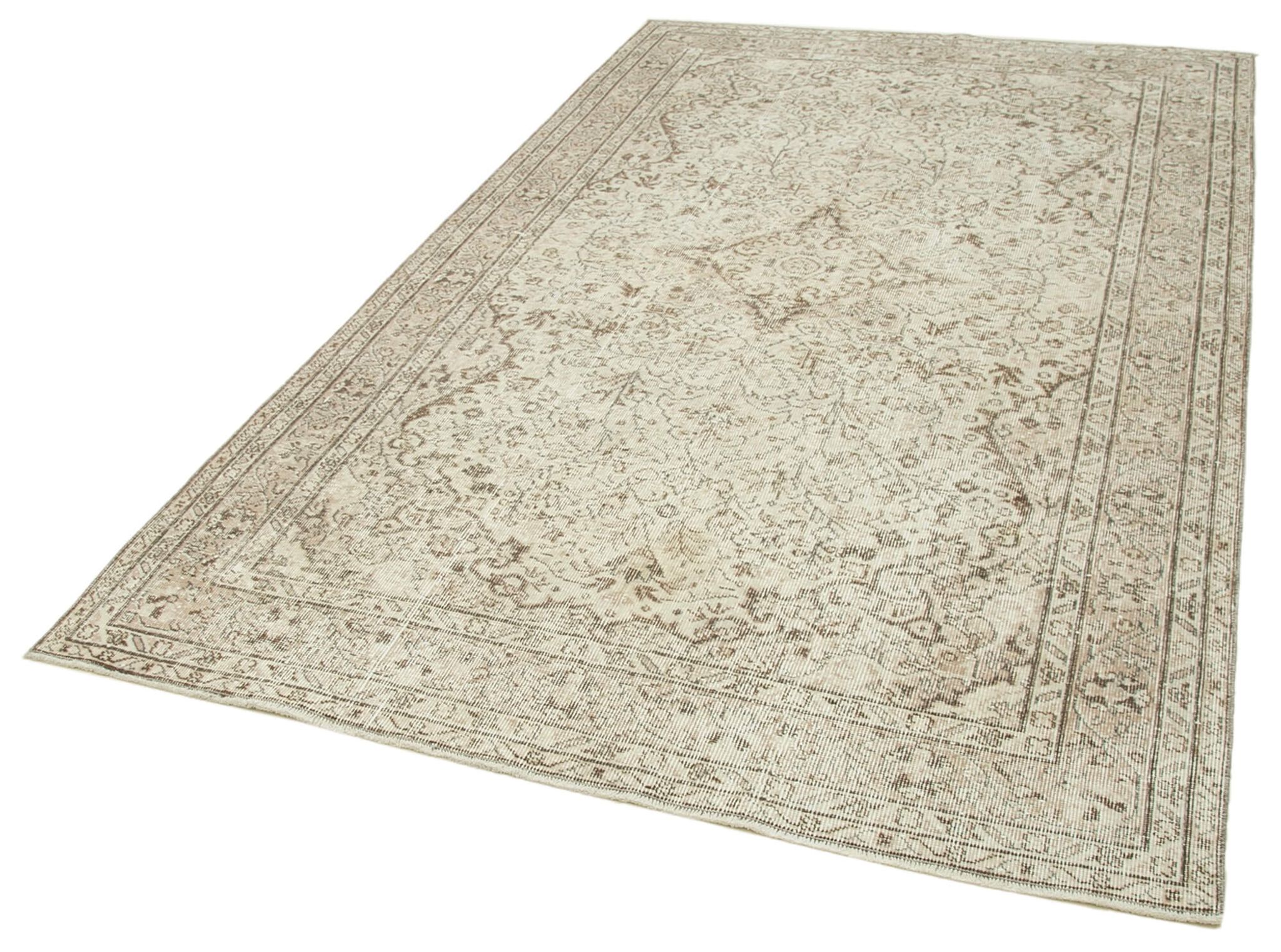 Tapis beige turc en laine tissé à la main 165 cm x 267 cm