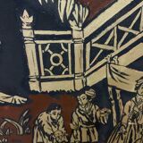 Screen with Japanese decor and black lacquer