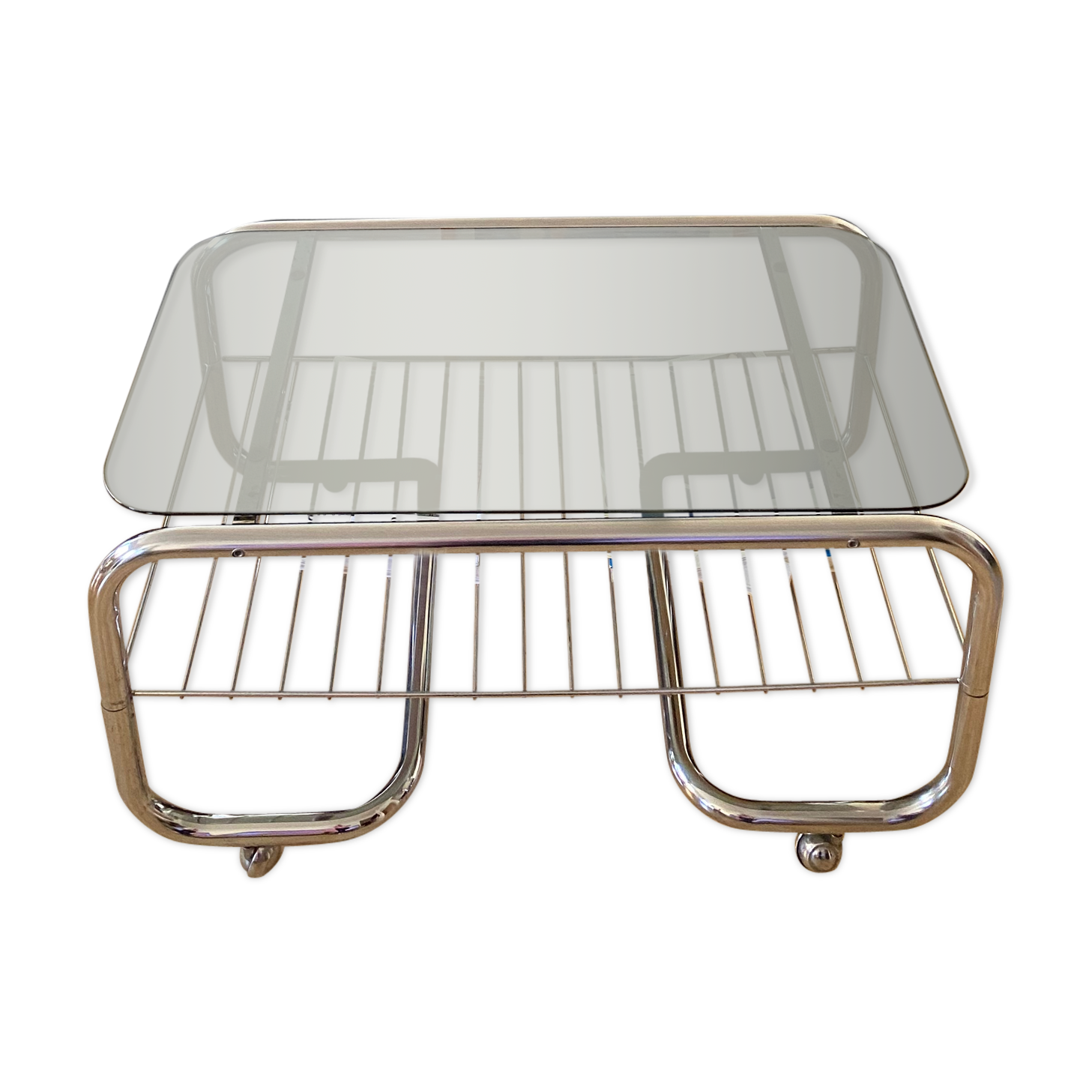 Table basse verre et inox
