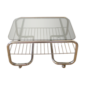 Glass and stainless steel coffee table