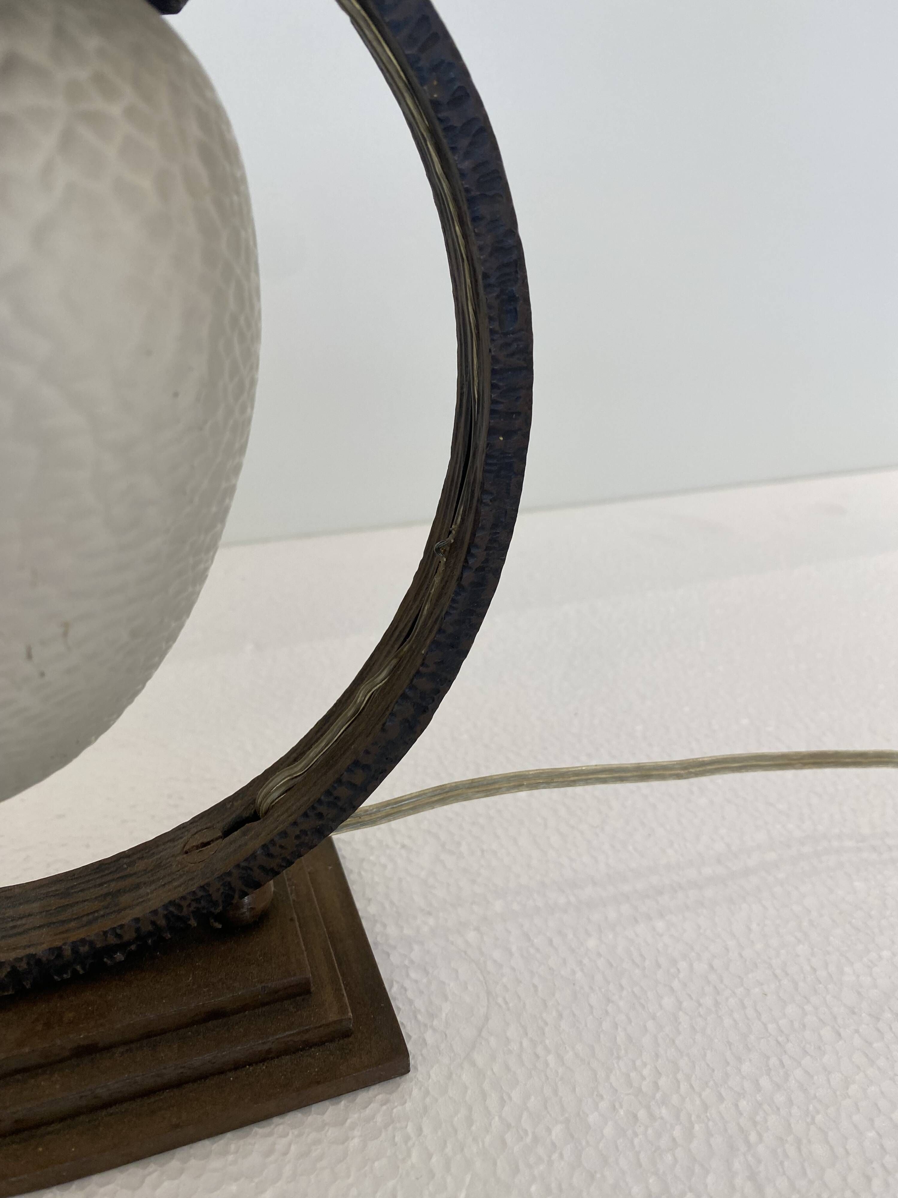 Sculptural Art Deco Table Lamp With Frosted Glass Shade, 1930s