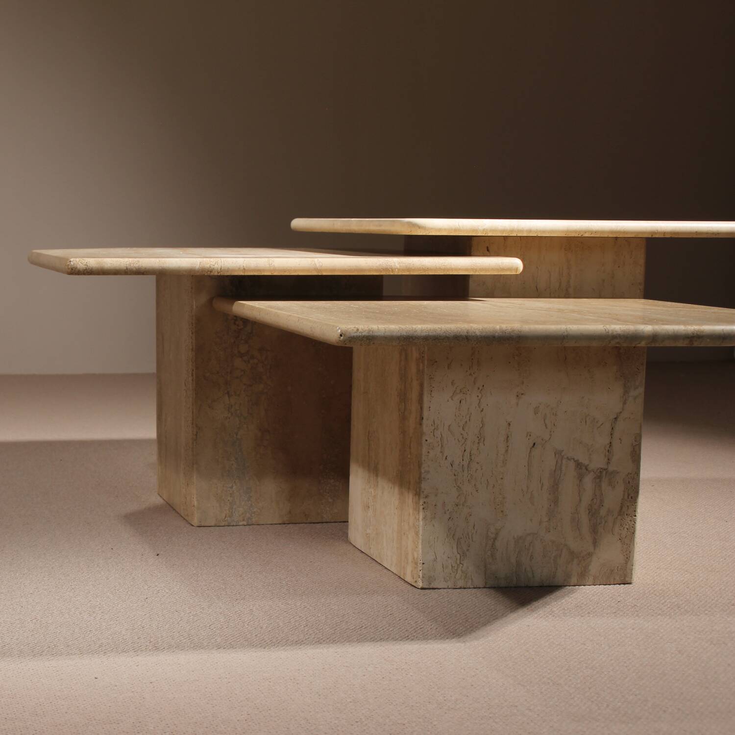 Nesting Table Set in Travertine | Italy 1970s