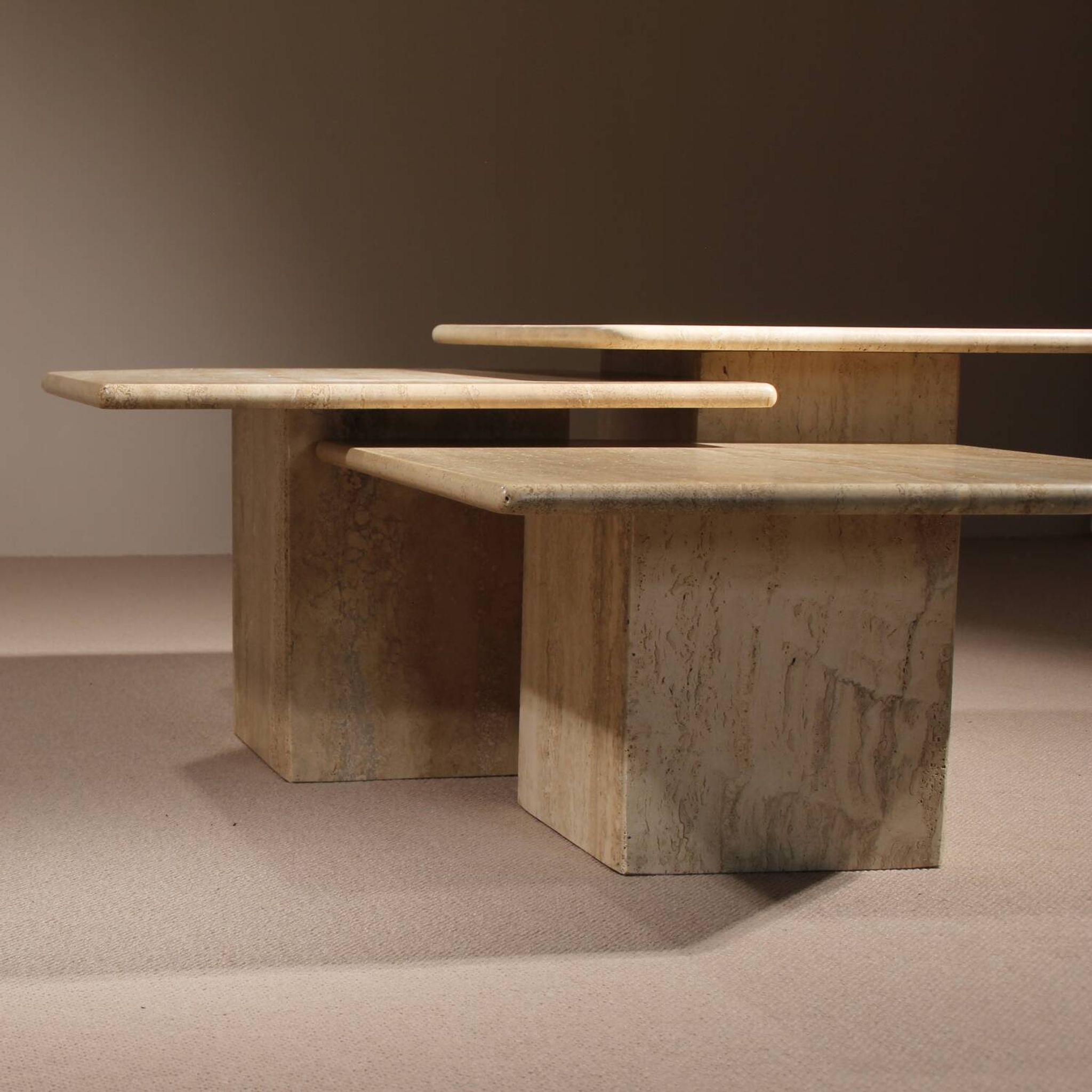 Nesting Table Set in Travertine | Italy 1970s