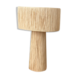 Minimalist raffia bedside table lamp