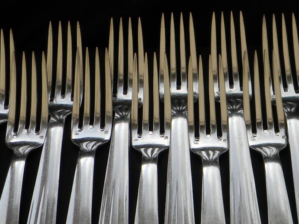 11 silver-plated metal forks Art Deco DIXI.