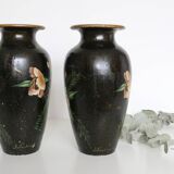 Pair of ceramic vases, hand painted