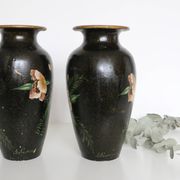 Pair of ceramic vases, hand painted