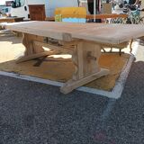 Solid oak monastery table with two extensions
