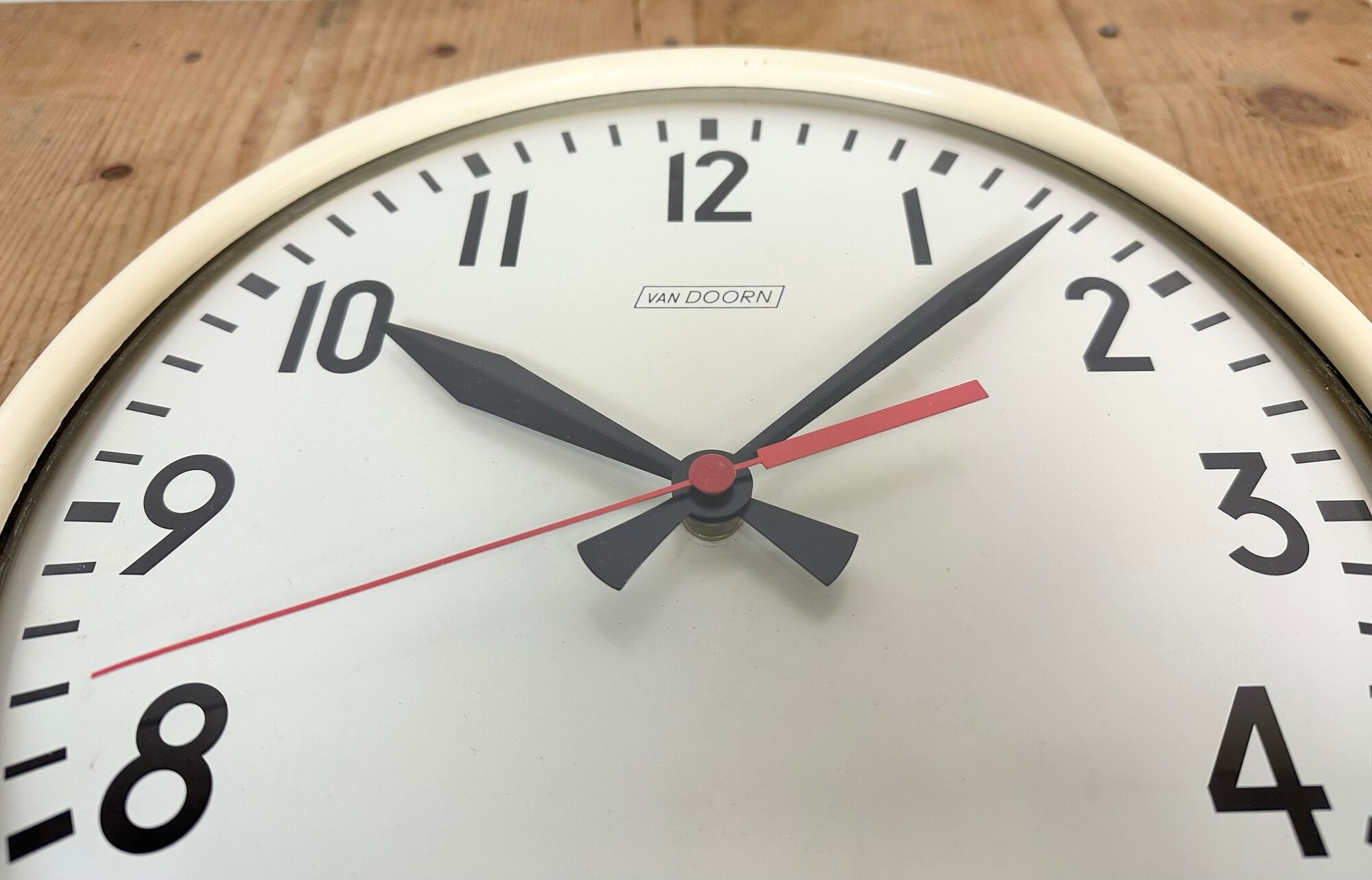 Vintage Beige School Wall Clock from Van Doorn, 1960s