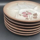 Compartmented plates in colored stoneware with Flower pattern
