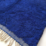 Moroccan berber carpet beni ouarain intense blue with engraved diamonds 246x160cm