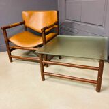 Brutalist armchair and table, Brazil from the 1970s.