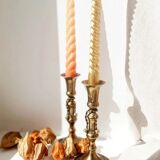 Pair of brass candle holders