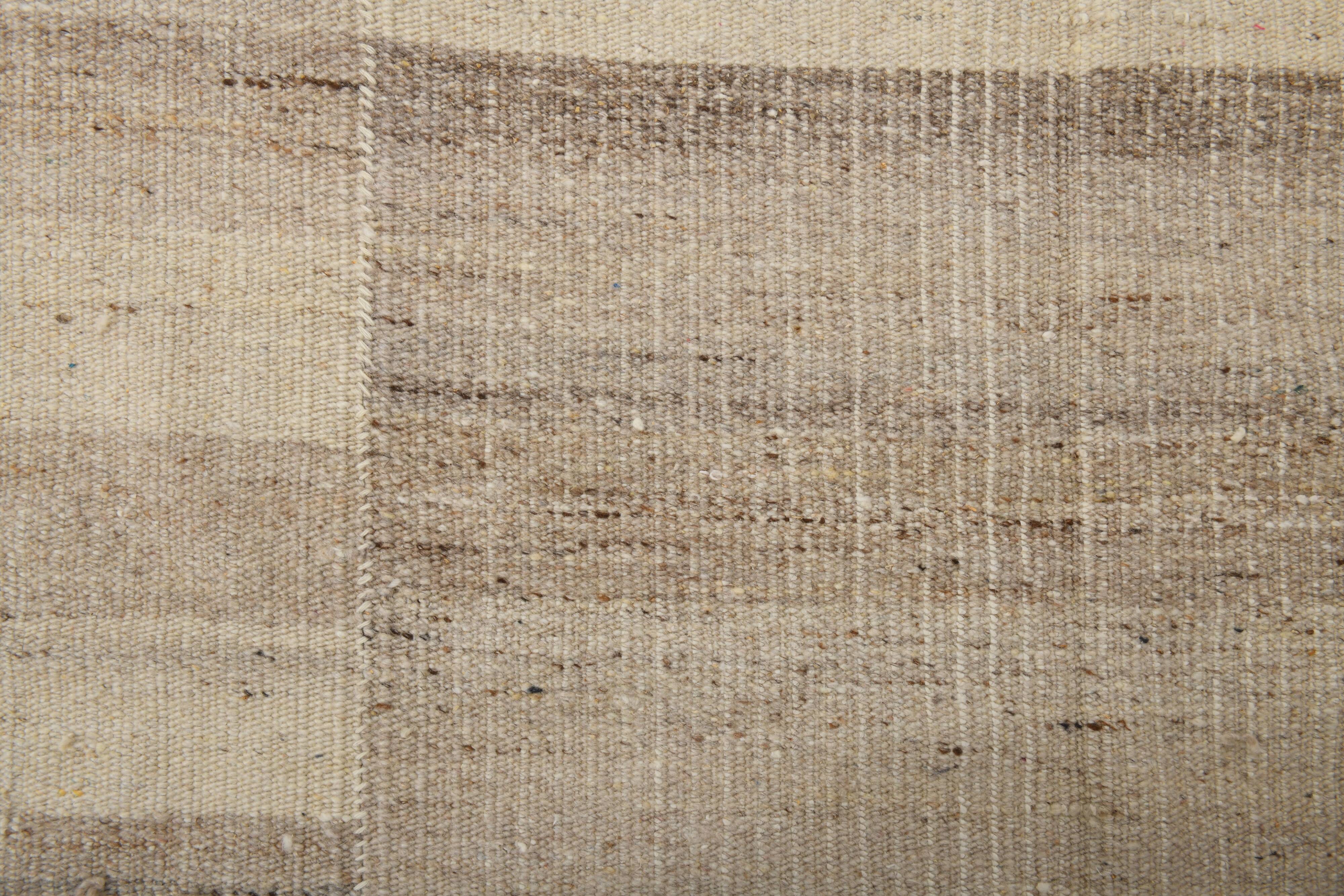 7x10 Beige & Brown Ethnic Kilim Rug 220x301Cm SK 35391