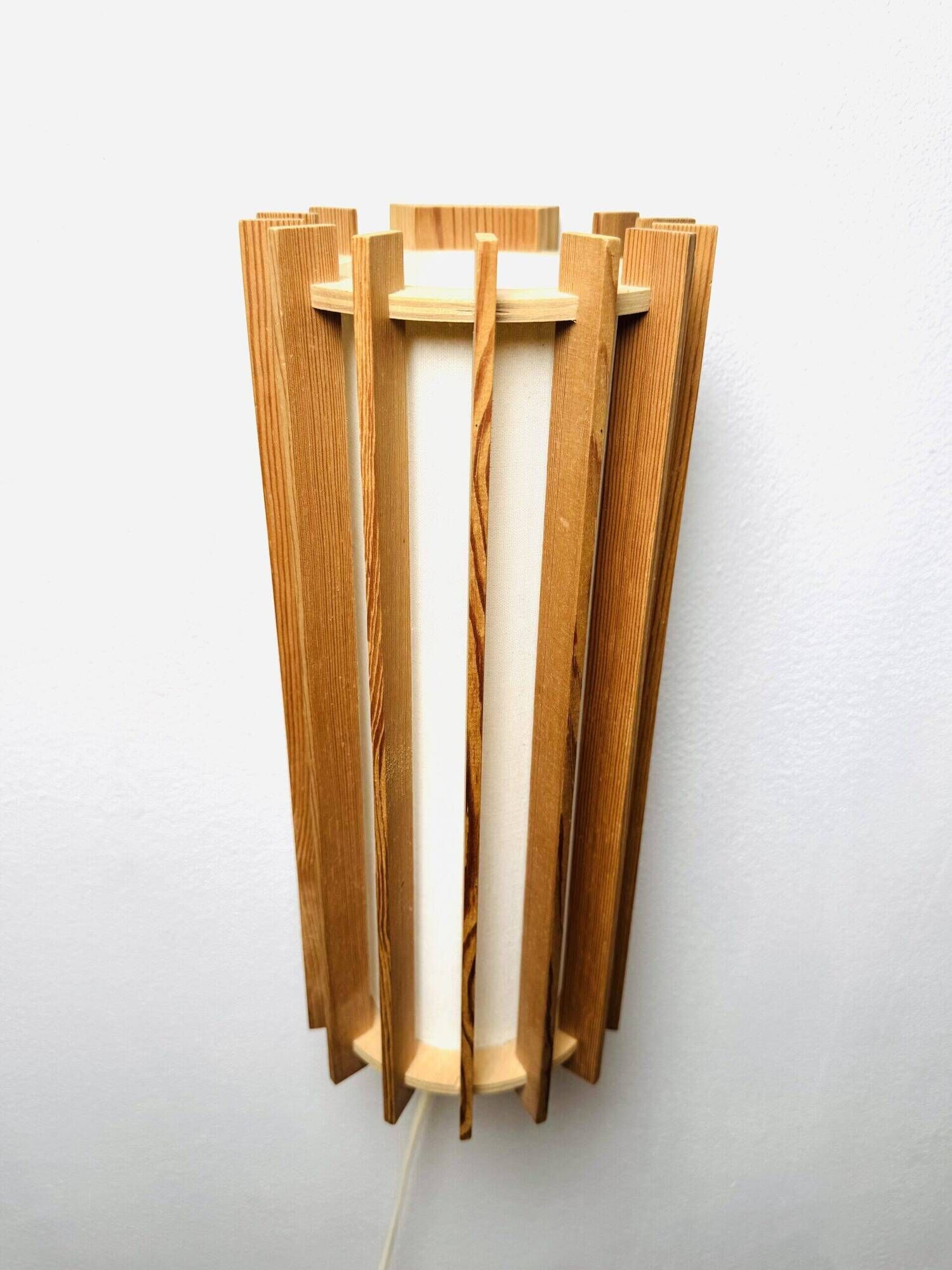 Tema Model Cylindrical Wall Lamp In Pine By Ib Fabiansen For Fog & Mørup, Denmark 1960S
