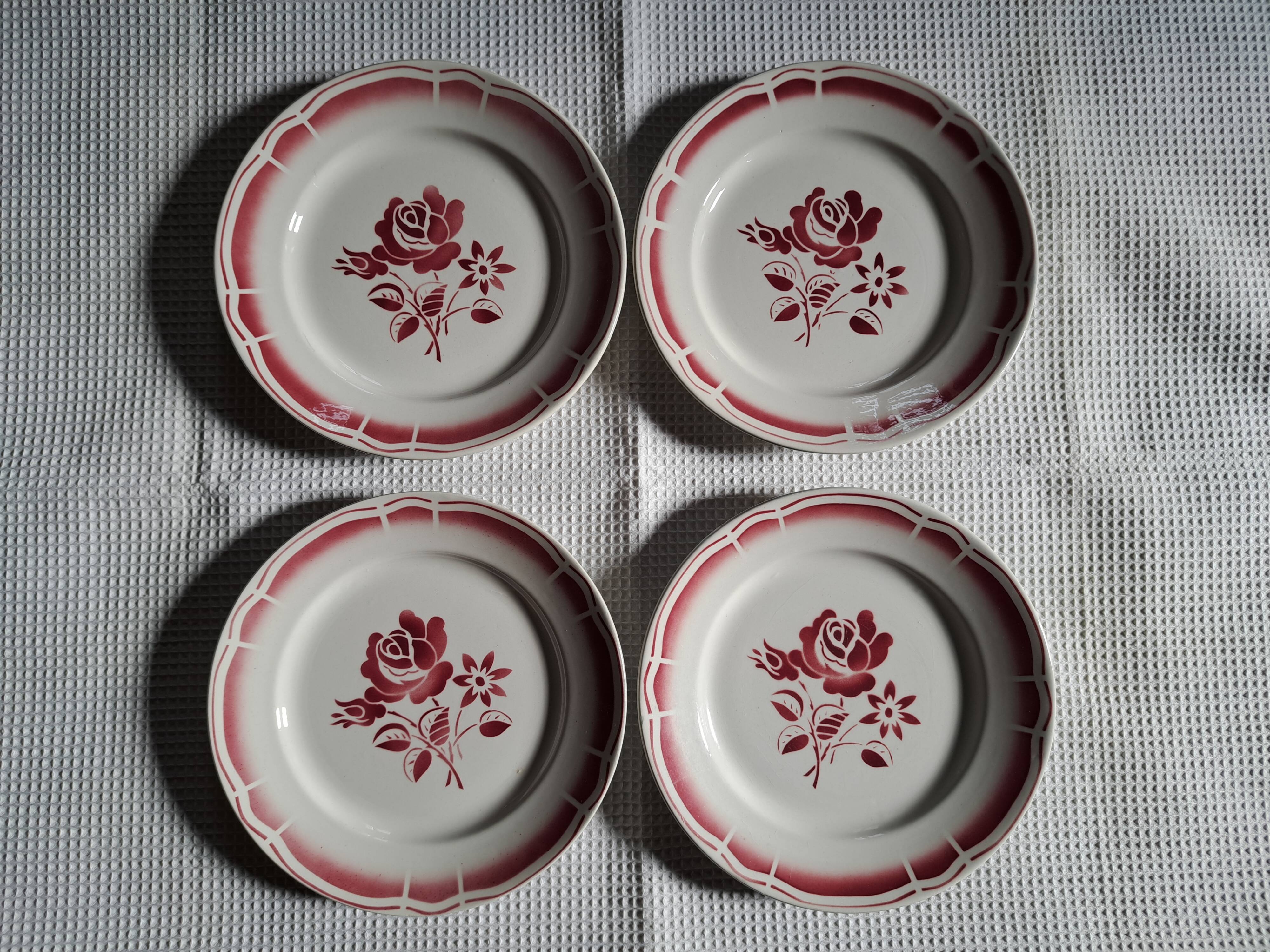 4 flat plates Badonviller Art Deco