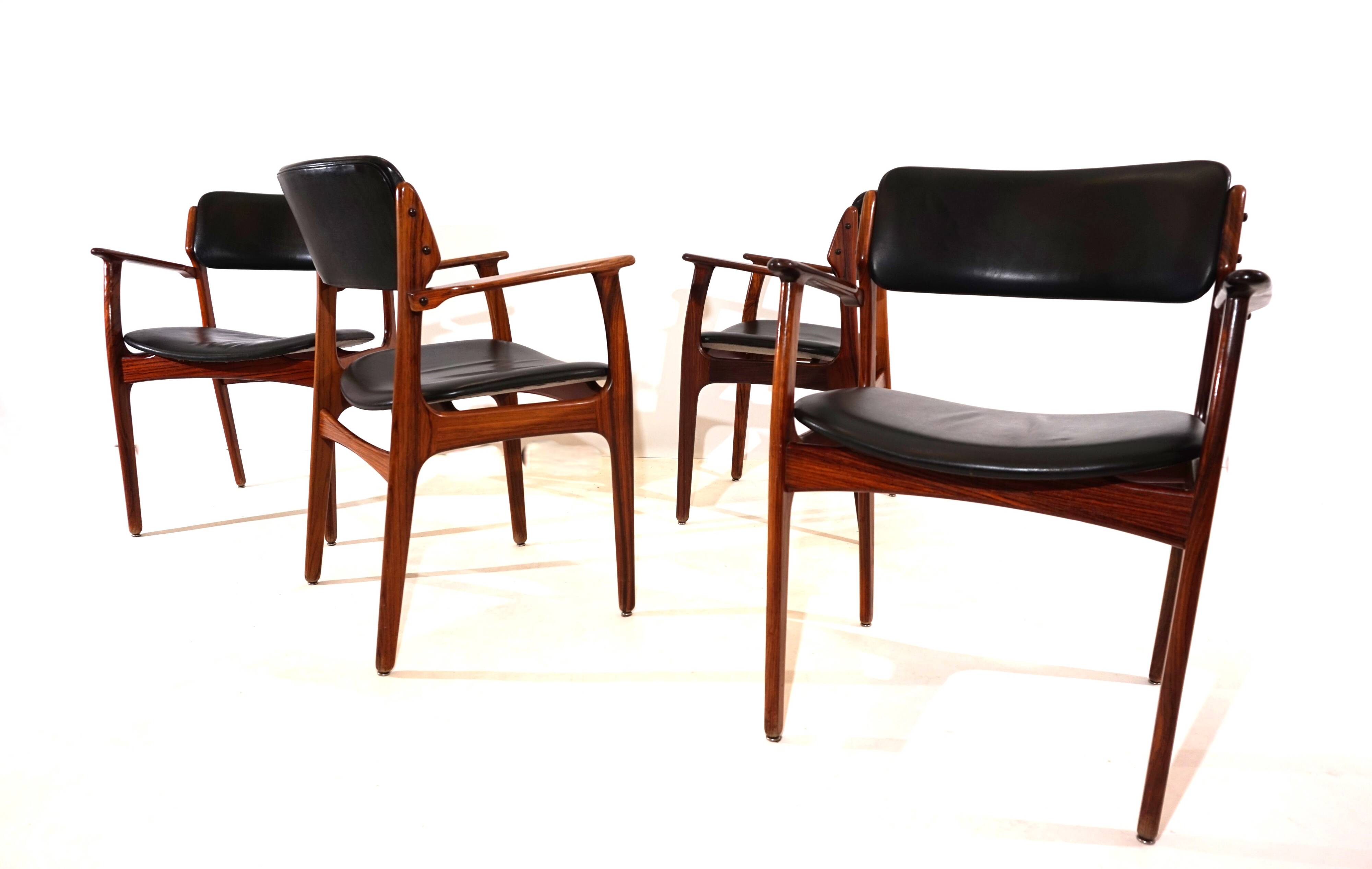 Erik Buck lot de 4 chaises de salle à manger en palissandre OD 50 pour OD Mobler