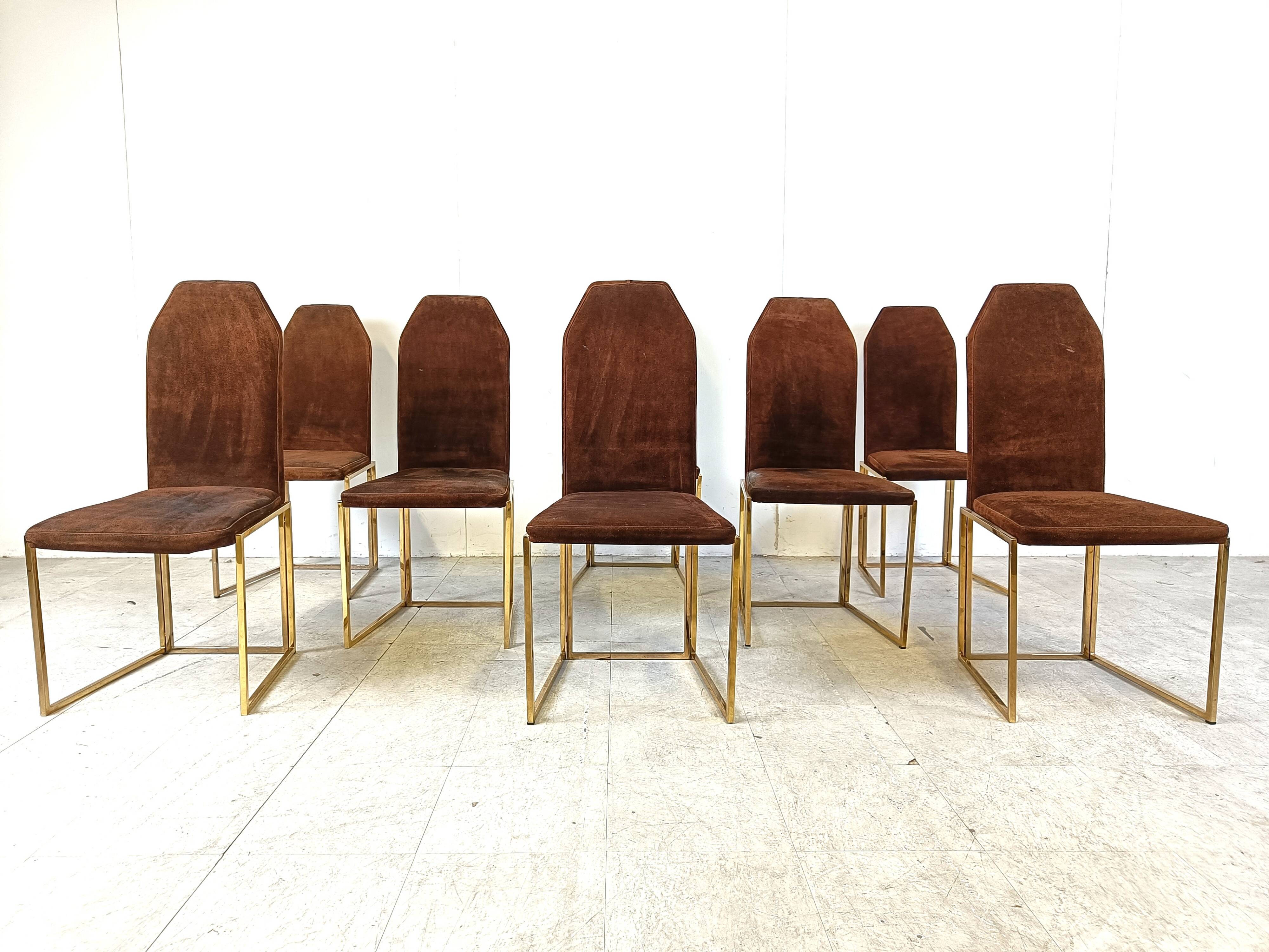 Vintage brass dining chairs by Belgo chrom, 1970s