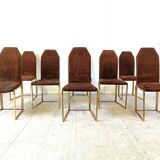 Vintage brass dining chairs by Belgo chrom, 1970s