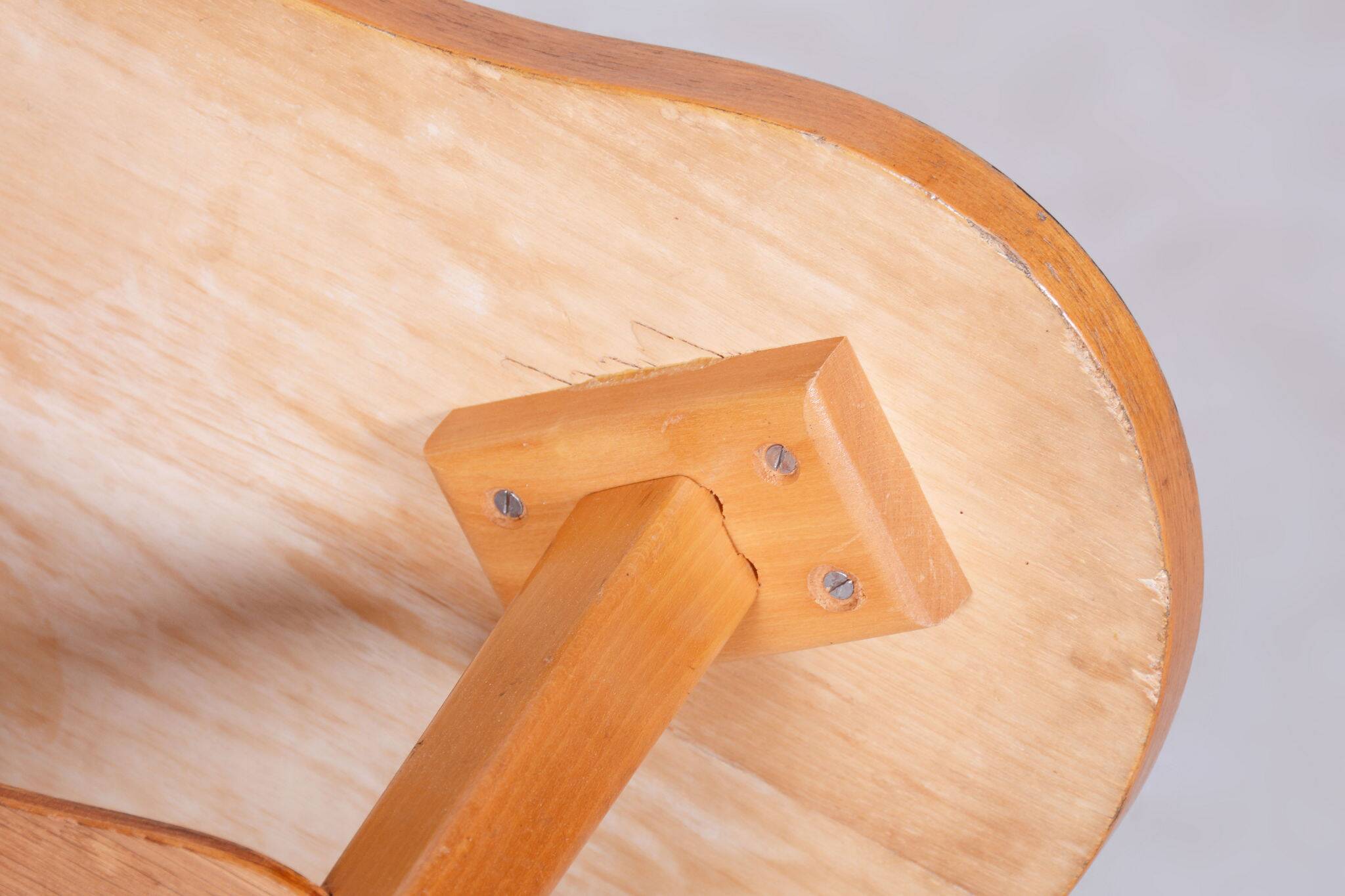 Original Beech MidCentury Small Table, Well Preserved Condition, Czechia, 1950s