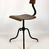 Industrial steel and wood swivel chair from Tomáš Baťa, 1940s