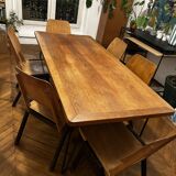 Dining table + 6 vintage chairs – 1960s modernism