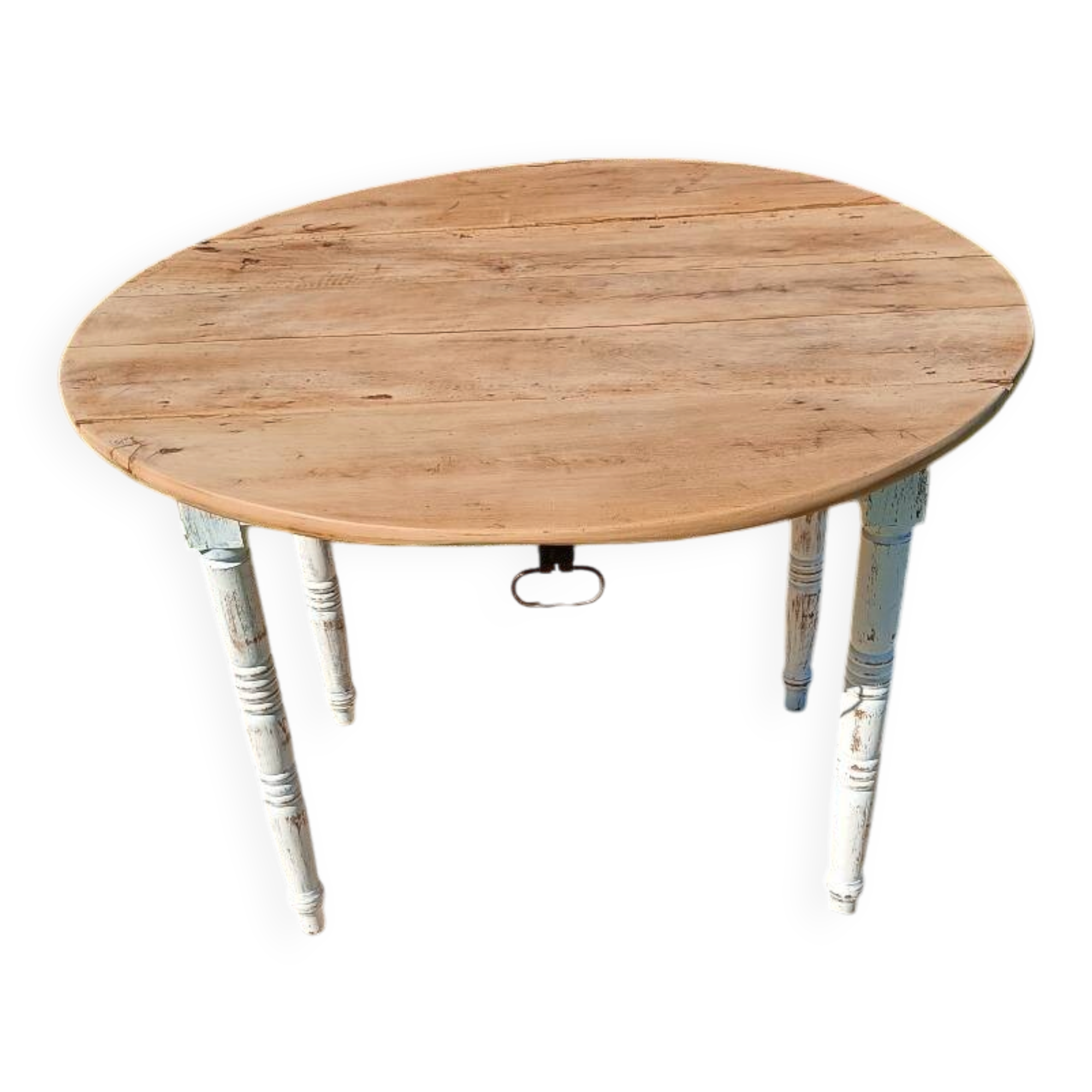 Antique patinated round table – wooden top