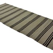 Turkish Kilim Konya Vintage 130x375 cm Beige Black Stripes