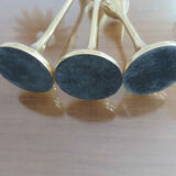 Series of 3 Scandinavian brass candle holders, 70s tulip foot