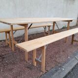 Table and folding benches of bistro guinguette -2m20
