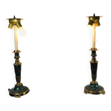 Vintage dutch brass and green table lamps from kullmann, 1970s, set of 2 table lamps. baroque