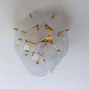 "Loire" Medium ceiling light in gold & white striped glass design by Aerin Lauder