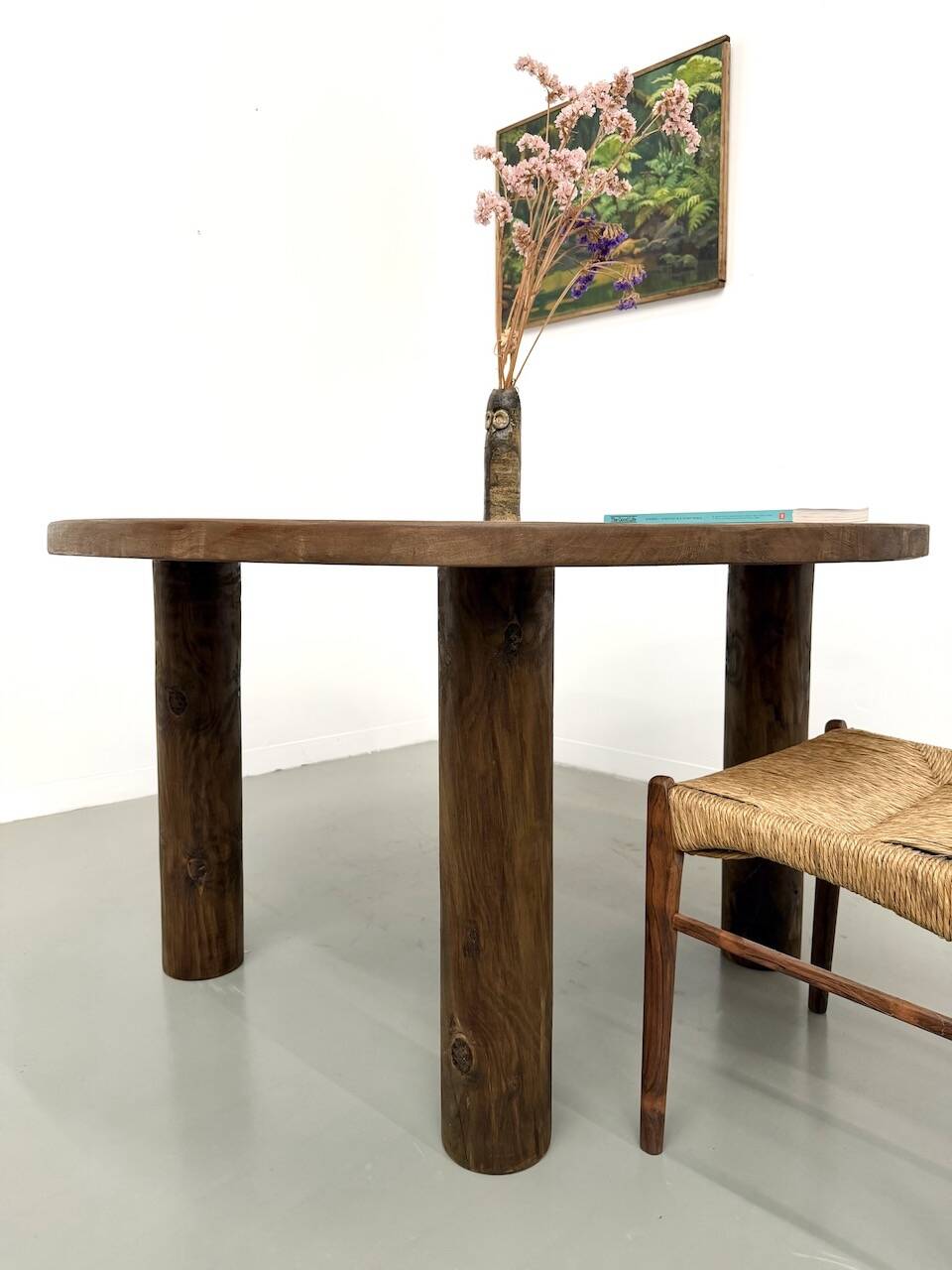 Table ronde années 50 constructiviste noyer